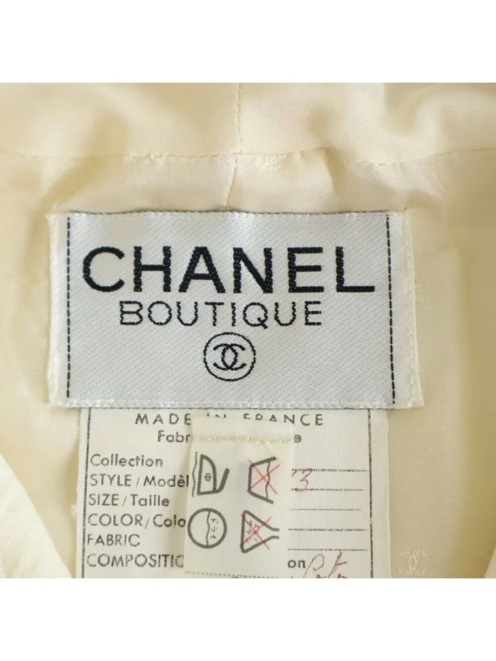 Chanel CC Logo Button Vintage Quilted Cotton Collarless Jacket Short 18 White